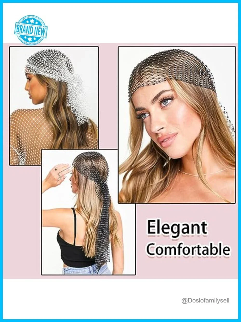 Rhinestone Mesh Headbands for Women - Stretchy Crystal Nightclub Hair Wraps